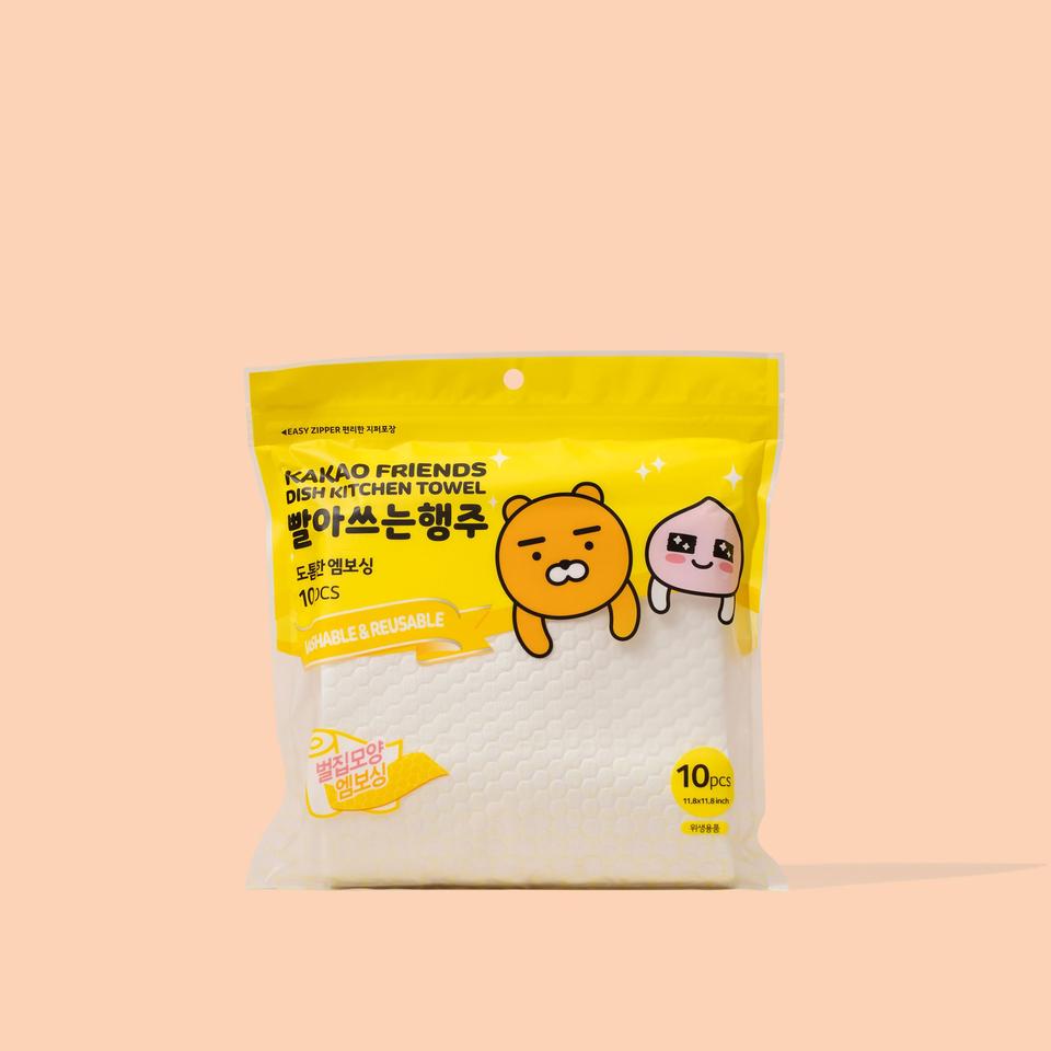KakaoFriends Licensed Design Reusable Dish Cloth - Durable and Washable 40 Count (4 Packs of 10 Sheets)