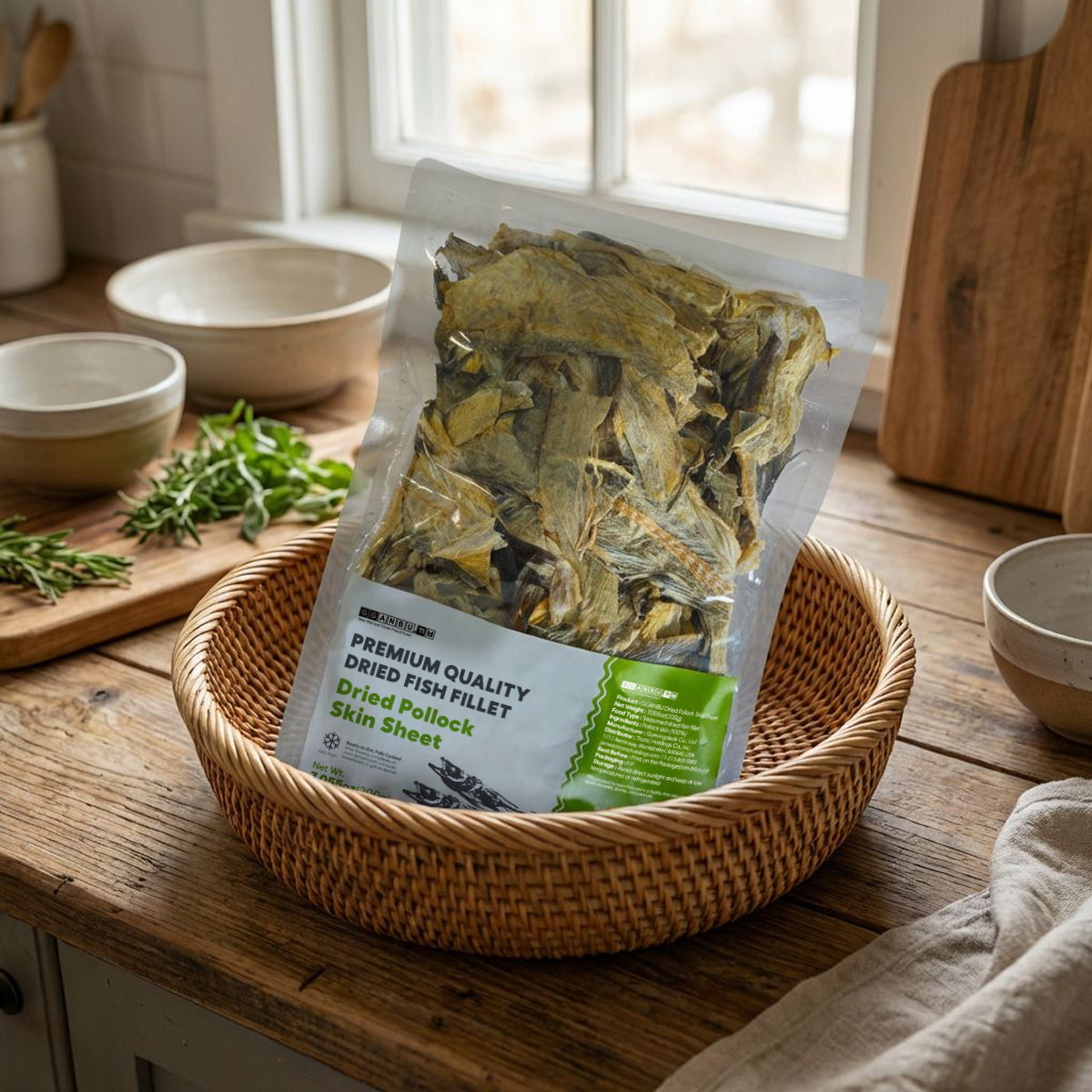 Premium Dried Pollock Skin Sheets (200g)