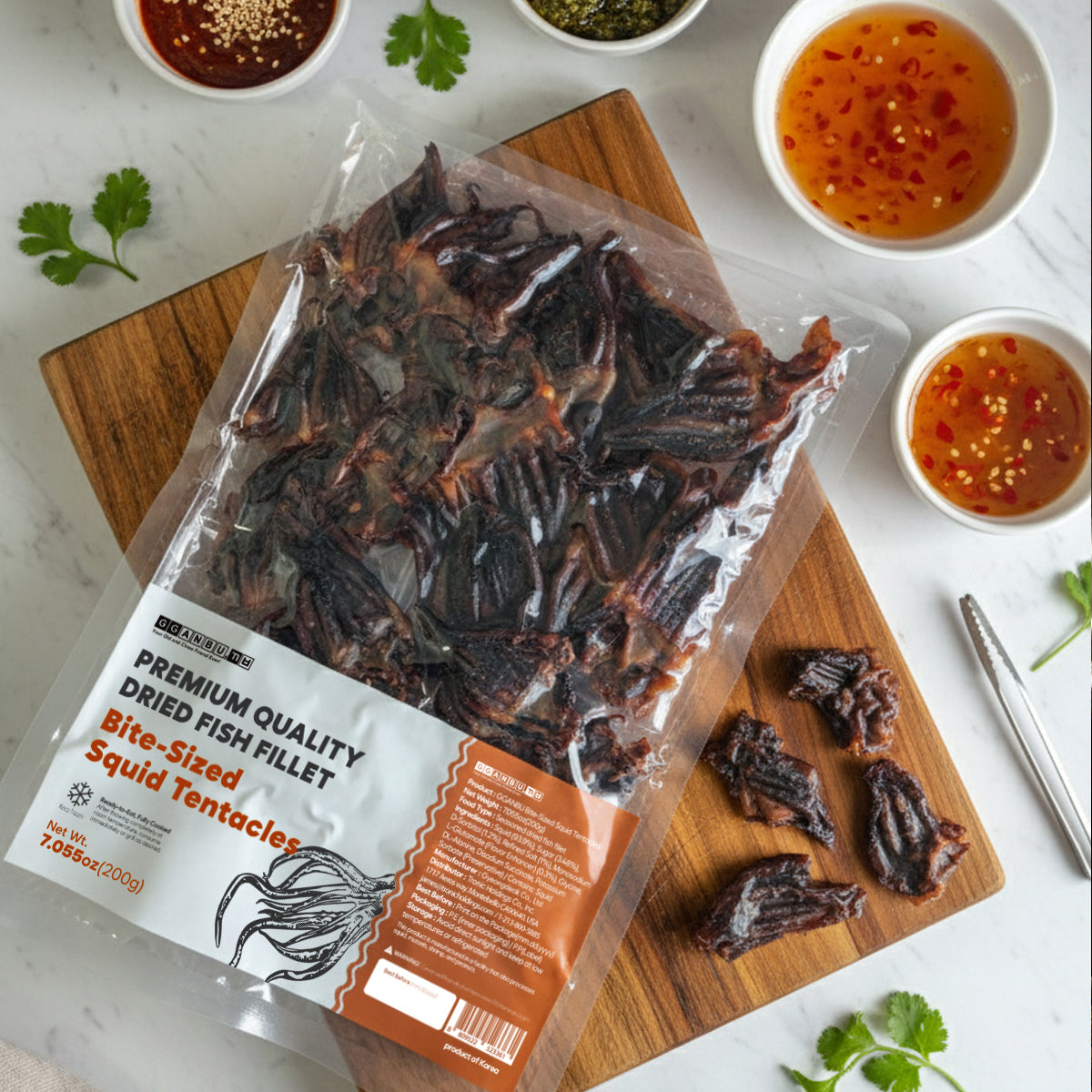 Premium Bite-Sized Dried Squid Tentacles (200g)