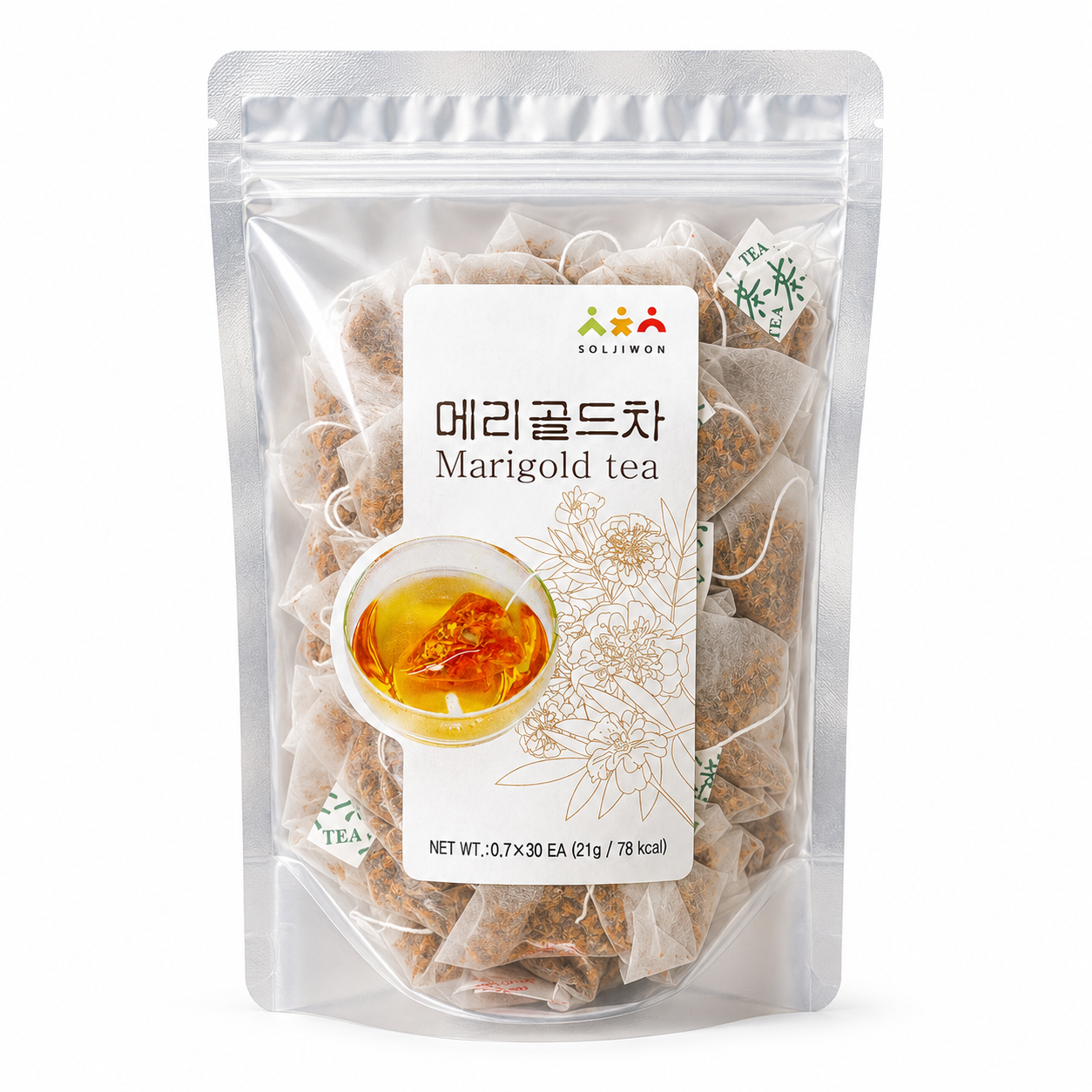 [Soljiwon] Marigold Tea (0.7g × 30 Tea Bags, 21g)