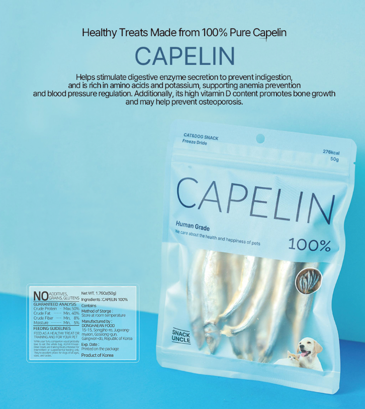 [Snack Uncle] Freeze-Dried 100% Capelin Dog Treats