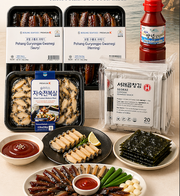 Abalone and Gwamegi Set ( seaweed+ Ablone+ Gwamegi (2typs)+ Chojang )