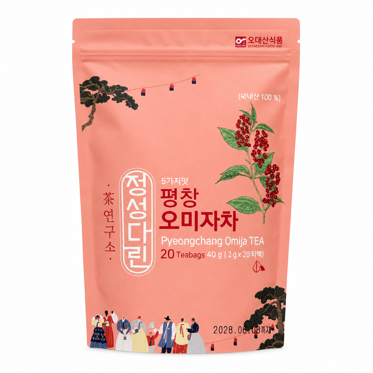 [오대산] 정성다린 평창 오미자차 (40g, 20티백)