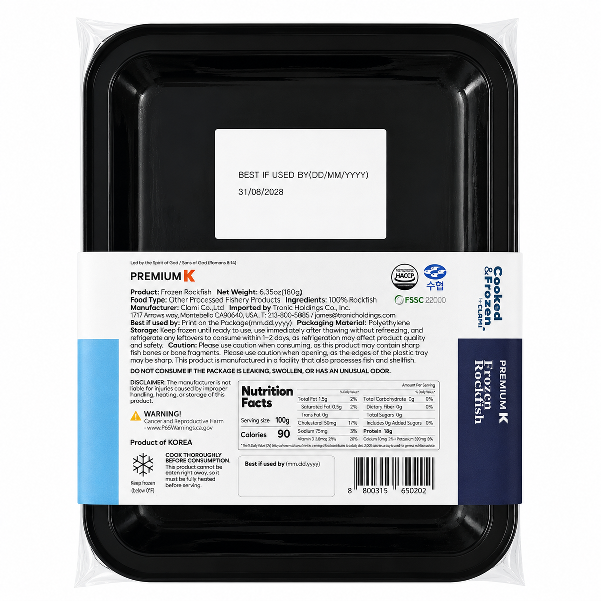 Frozen Rockfish (180g, 6.35 oz)