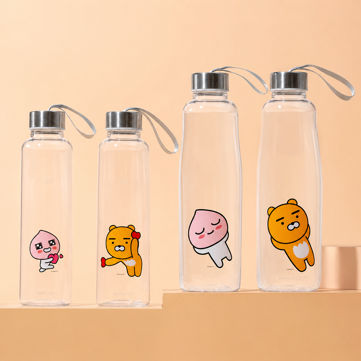 Kakao Family Water Bottle Set ( 2 Slim Bottle + 2 Large Water Bottle)