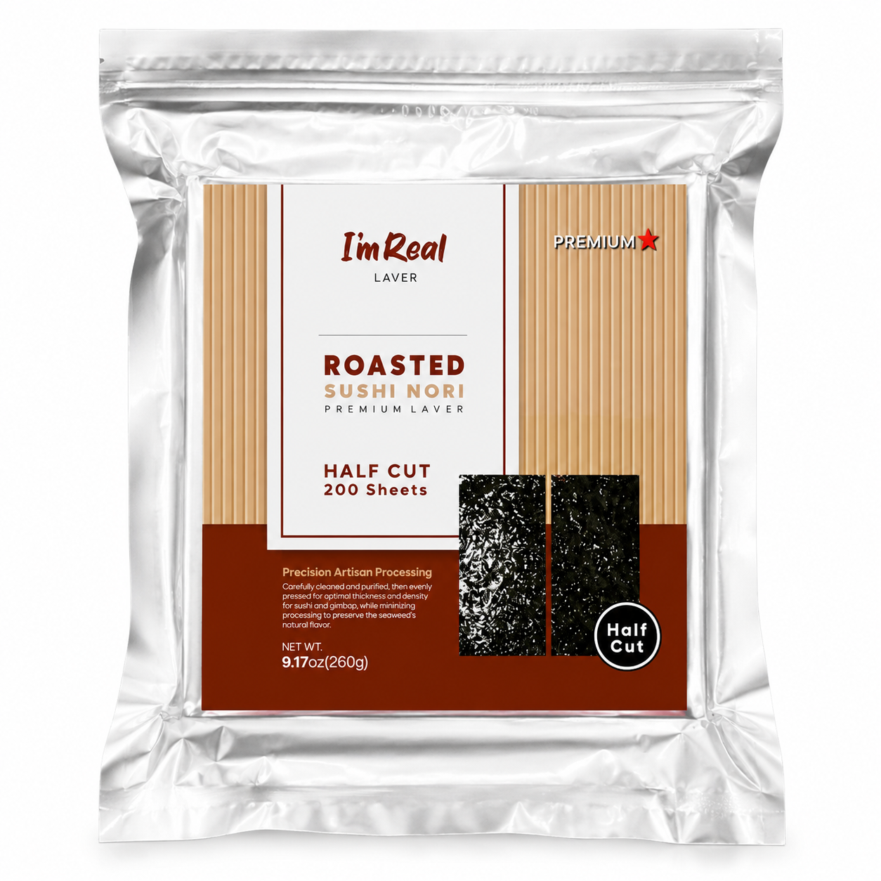[I'm Real] Sushi Nori Half Cut (200 Sheets-260g)