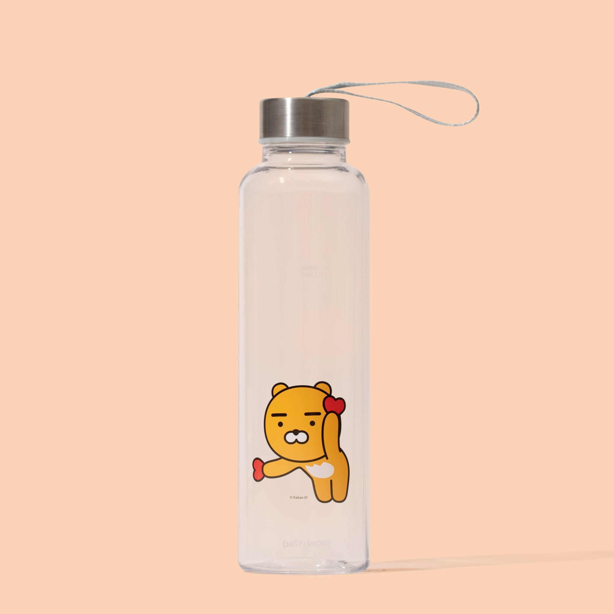 Slim Water Bottle KakaoFriends Licensed Design - 16.9oz (500 ml) Twist Off Stainless Cap with Strap (RYAN)
