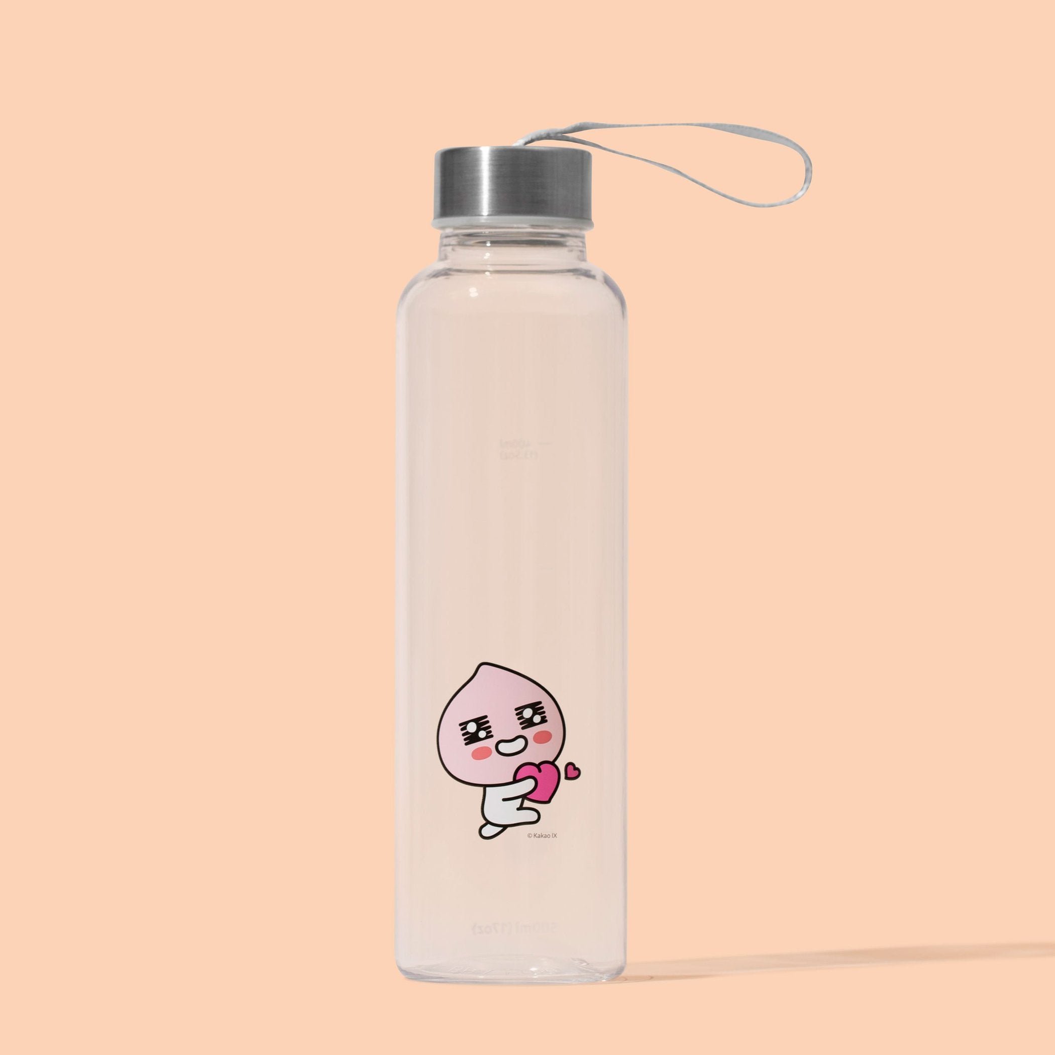 Slim Water Bottle KakaoFriends Licensed Design - 16.9oz (500 ml) Twist Off Stainless Cap with Strap (APEACH)